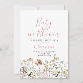 Baby in Bloom Wildflower baby shower uitnodiging