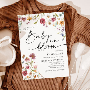 Baby in Bloom, Wildflower Baby shower Uitnodiging