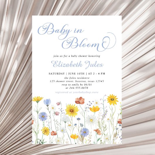 Baby in Bloom Wildflower Baby shower Uitnodiging