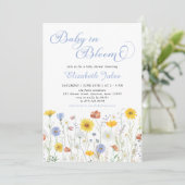 Baby in Bloom Wildflower Baby shower Uitnodiging (Staand voorkant)