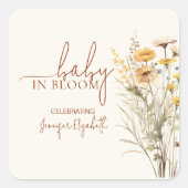 Baby in Bloom Wildflower Baby Shower Vierkante Sticker (Voorkant)