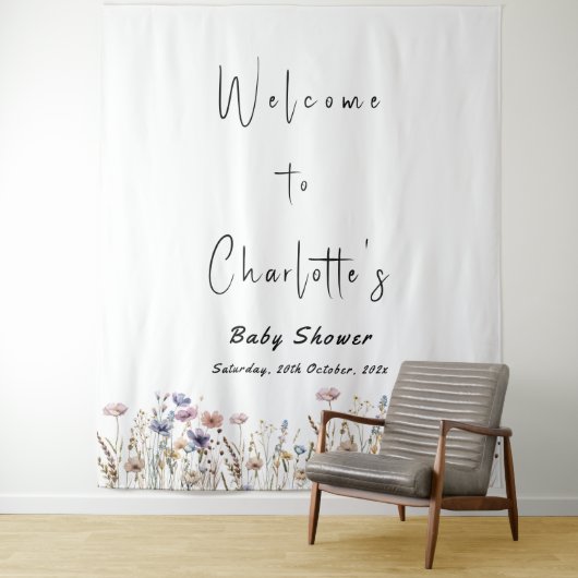 Baby In Bloom Wildflower Baby Shower Wandkleed (In situ)