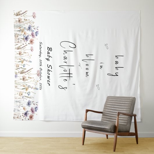 Baby in Bloom Wildflower Baby shower Wandkleed (In Situ (horizontaal))