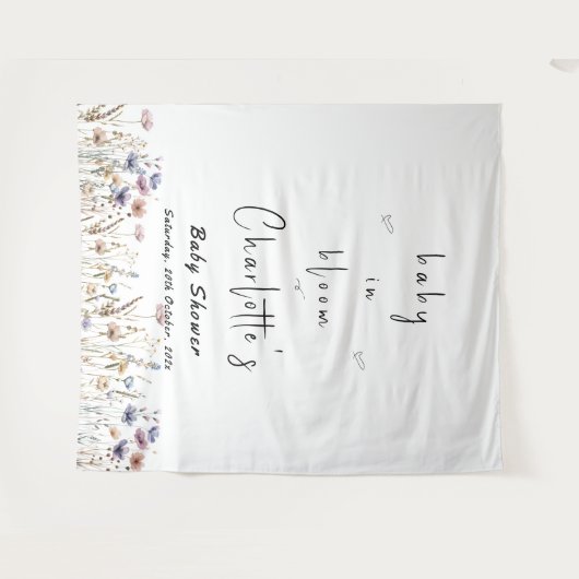 Baby in Bloom Wildflower Baby shower Wandkleed (Voorkant (horizontaal))