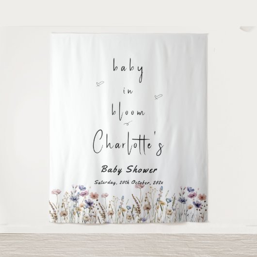 Baby in Bloom Wildflower Baby shower Wandkleed (Voorkant)