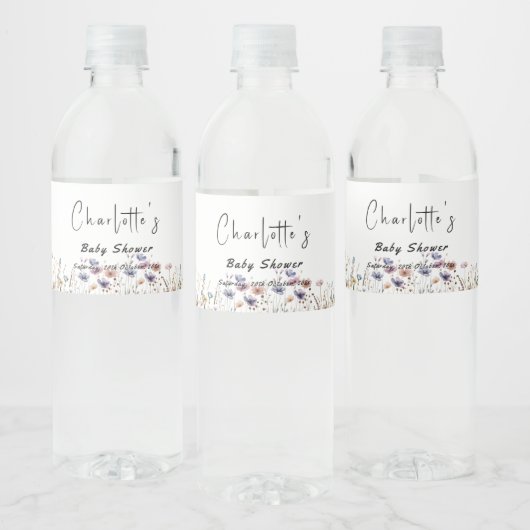 Baby In Bloom Wildflower Baby Shower Waterfles Etiket (Flessen)