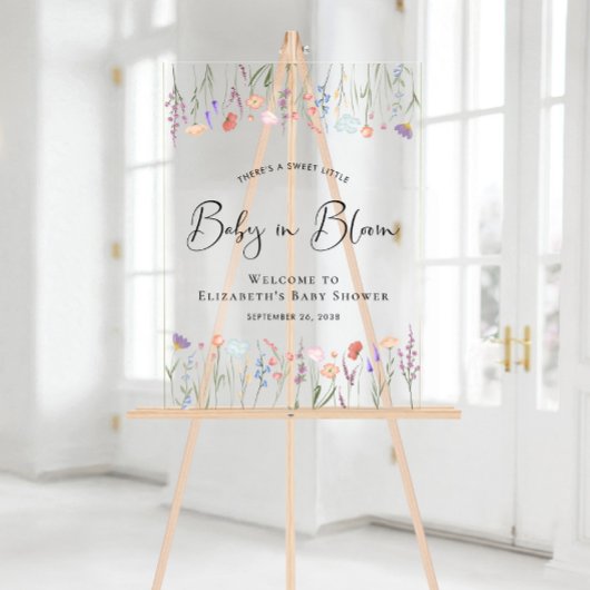 Baby in Bloom Wildflower Baby shower Welkom Acryl Bord