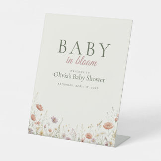 Baby in Bloom Wildflower Baby Shower Welkom Bord Reclamebord Met Voetstuk