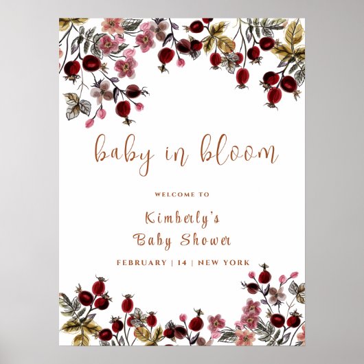 Baby in Bloom Wildflower Baby shower Welkom Poster (Voorkant)