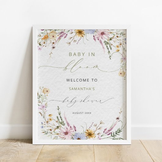 Baby in Bloom Wildflower Baby shower Welkom Poster