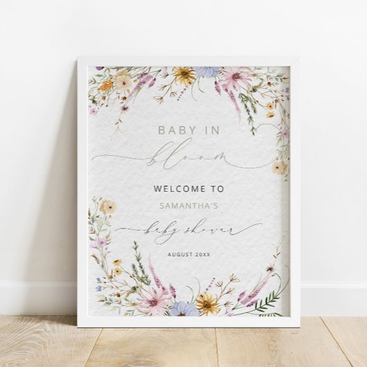 Baby in Bloom Wildflower Baby shower Welkom Poster