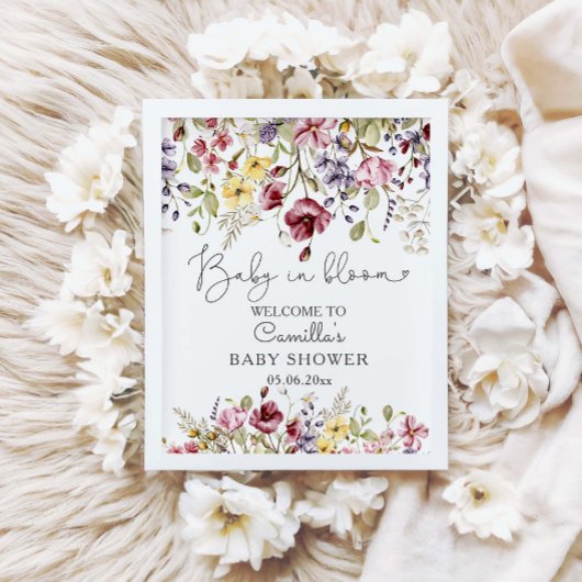 Baby in Bloom Wildflower Baby shower Welkom Poster