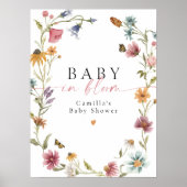 Baby in Bloom Wildflower Baby shower Welkom Poster (Voorkant)