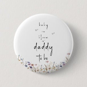 Baby In Bloom Wildflower Baby Shower Wordende Papa Ronde Button 5,7 Cm