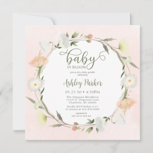Baby in Bloom Wildflower Baby Sprinkle Invitation Kaart (Voorkant)
