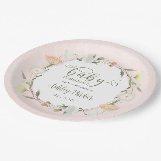 Baby in Bloom Wildflower Baby Sprinkle Papieren Bordje (Gekanteld)