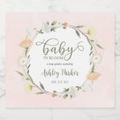 Baby in Bloom Wildflower Baby Sprinkle Sparkling Wijnetiket (Enkel label)
