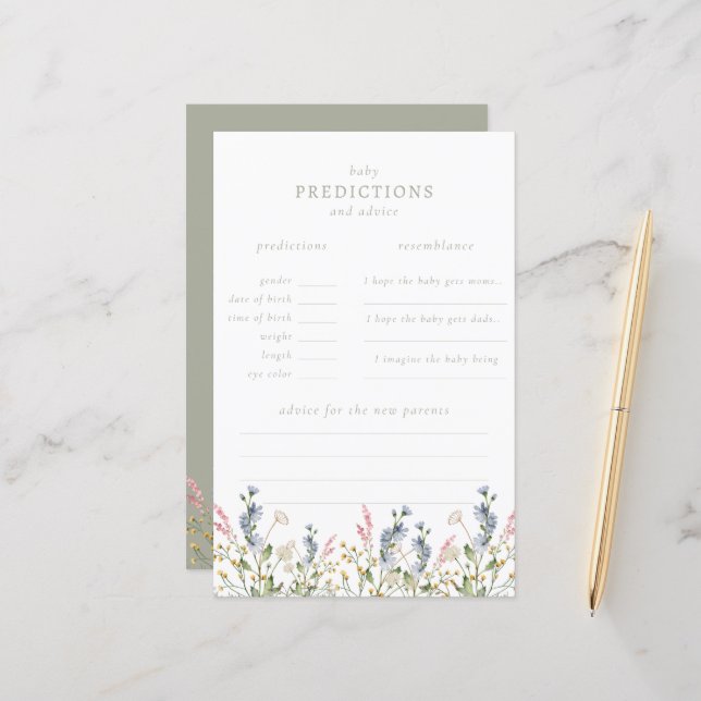 Baby in Bloom Wildflower Baby Voorspellingen Spel (Voorkant / Achterkant in situ)