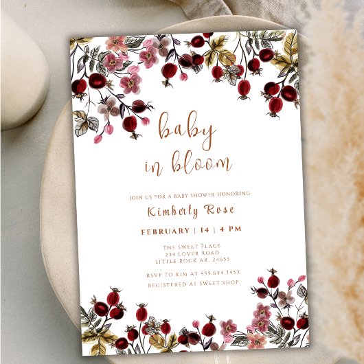 Baby in Bloom Wildflower Berry Baby shower Kaart