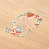 Baby in Bloom Wildflower & Bird Girl Baby shower Acryl Uitnodigingen (Laagn)