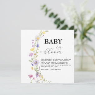 Baby in Bloom Wildflower Bloemen Baby Shower Bedankkaart