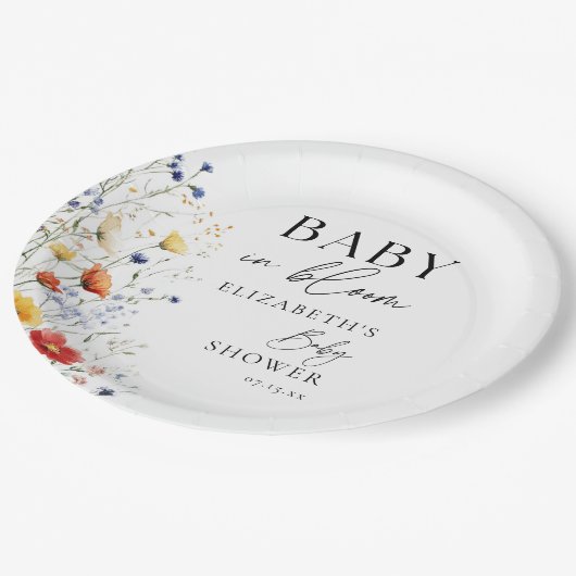 Baby in Bloom Wildflower Bloemen Bloemen Bloemen B Papieren Bordje (Gekanteld)