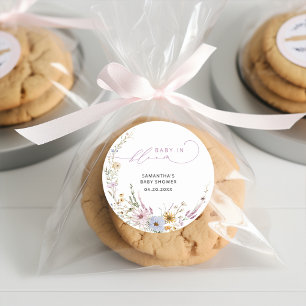 Baby in Bloom Wildflower Bloemen Bloemen Bloemen B Ronde Sticker