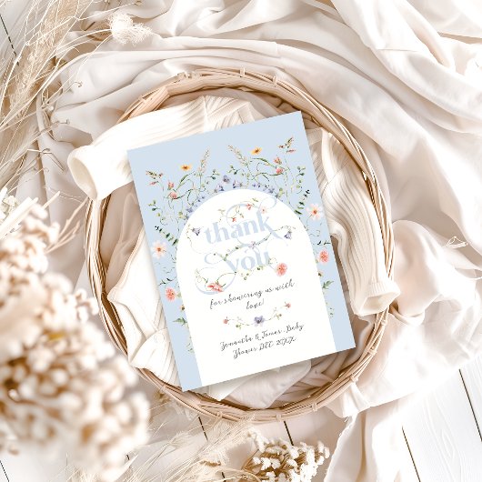 Baby in Bloom Wildflower Blue Boy Baby shower Bedankkaart