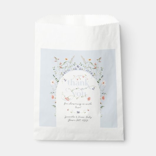 Baby in Bloom Wildflower Blue Boy Baby shower Bedankzakje (Voorkant)
