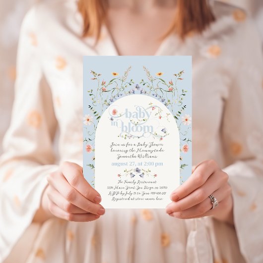 Baby in Bloom Wildflower Blue Boy Baby shower Kaart