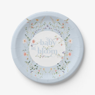 Baby in Bloom Wildflower Blue Boy Baby shower Papieren Bordje