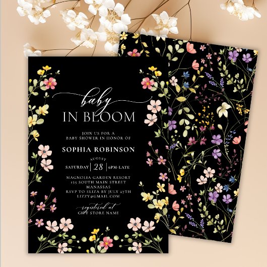Baby in Bloom Wildflower Boheems Baby shower Kaart