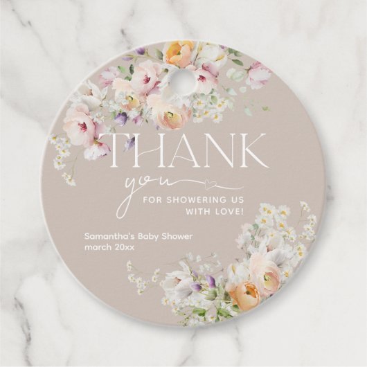 Baby in Bloom Wildflower Boho Baby shower Bedankjes Labels (Voorkant)