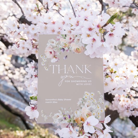 Baby in Bloom Wildflower Boho Baby shower Bedankkaart