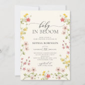 Baby in Bloom Wildflower Boho Baby shower Kaart (Voorkant)