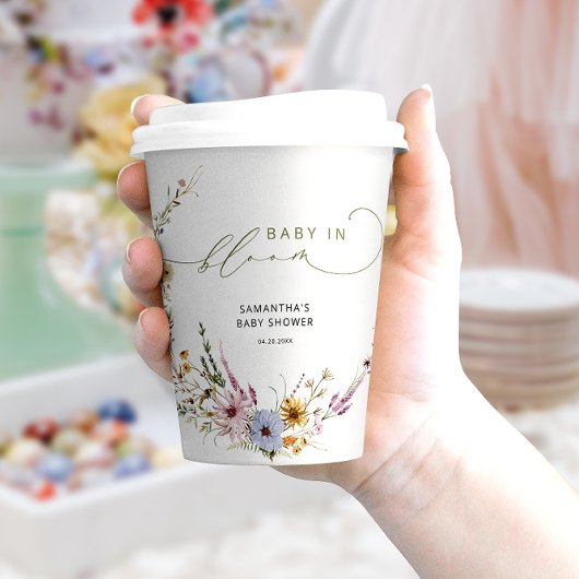 Baby in Bloom Wildflower Boho Baby shower Papieren Bekers