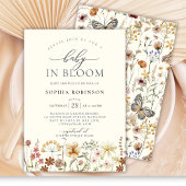 Baby in Bloom Wildflower Boho Beige Baby shower Kaart