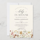 Baby in Bloom Wildflower Boho Beige Baby shower Kaart (Voorkant)