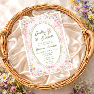 Baby in Bloom Wildflower Boog Meisje Baby Shower Kaart