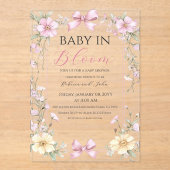  Baby in Bloom Wildflower Bow Baby shower Acryl Uitnodigingen (Voorkant)