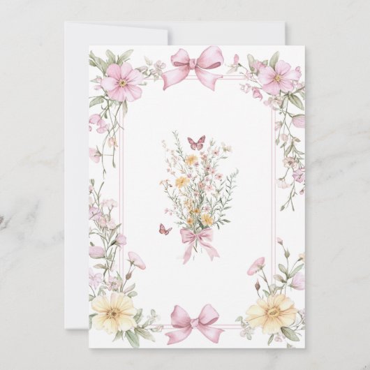  Baby in Bloom Wildflower Bow Baby shower Kaart (Achterkant)