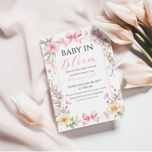  Baby in Bloom Wildflower Bow Baby shower Kaart