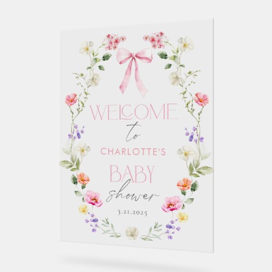 Baby in Bloom Wildflower Bow Baby shower Welkom Acryl Bord (Hoek)