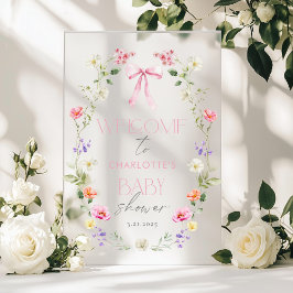 Baby in Bloom Wildflower Bow Baby shower Welkom Acryl Bord