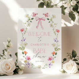Baby in Bloom Wildflower Bow Baby shower Welkom Poster