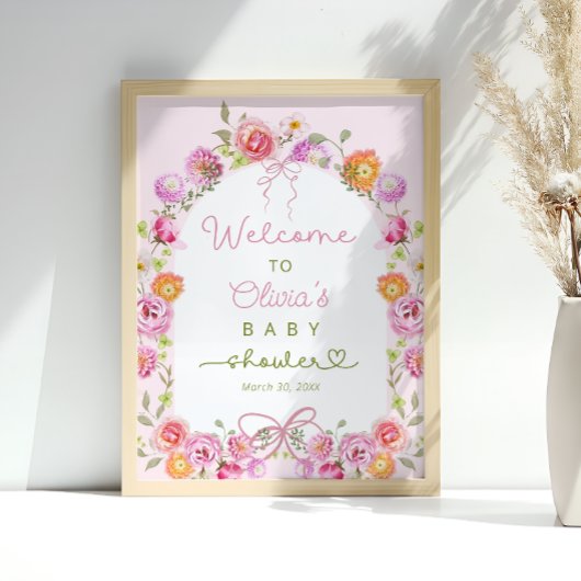 Baby in Bloom Wildflower Bow Baby shower Welkom Poster