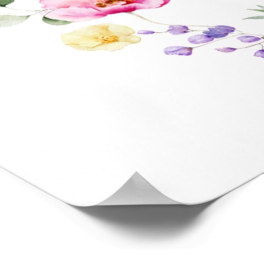 Baby in Bloom Wildflower Bow Baby shower Welkom Poster (Hoek)