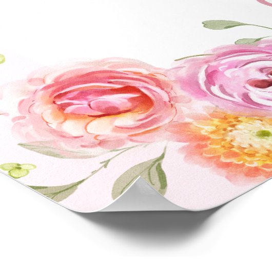 Baby in Bloom Wildflower Bow Baby shower Welkom Poster (Hoek)