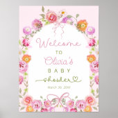 Baby in Bloom Wildflower Bow Baby shower Welkom Poster (Voorkant)