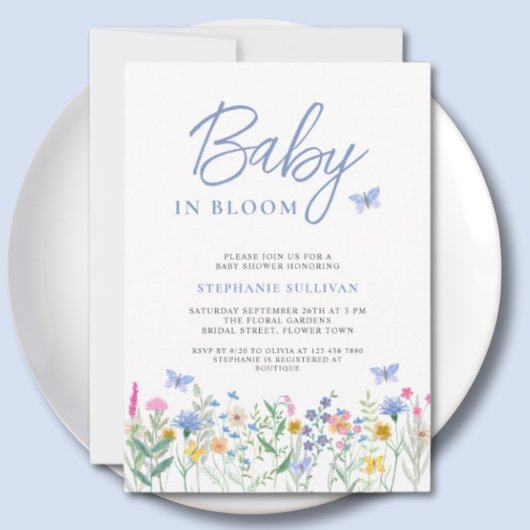 Baby in Bloom Wildflower Boy's Baby shower Kaart